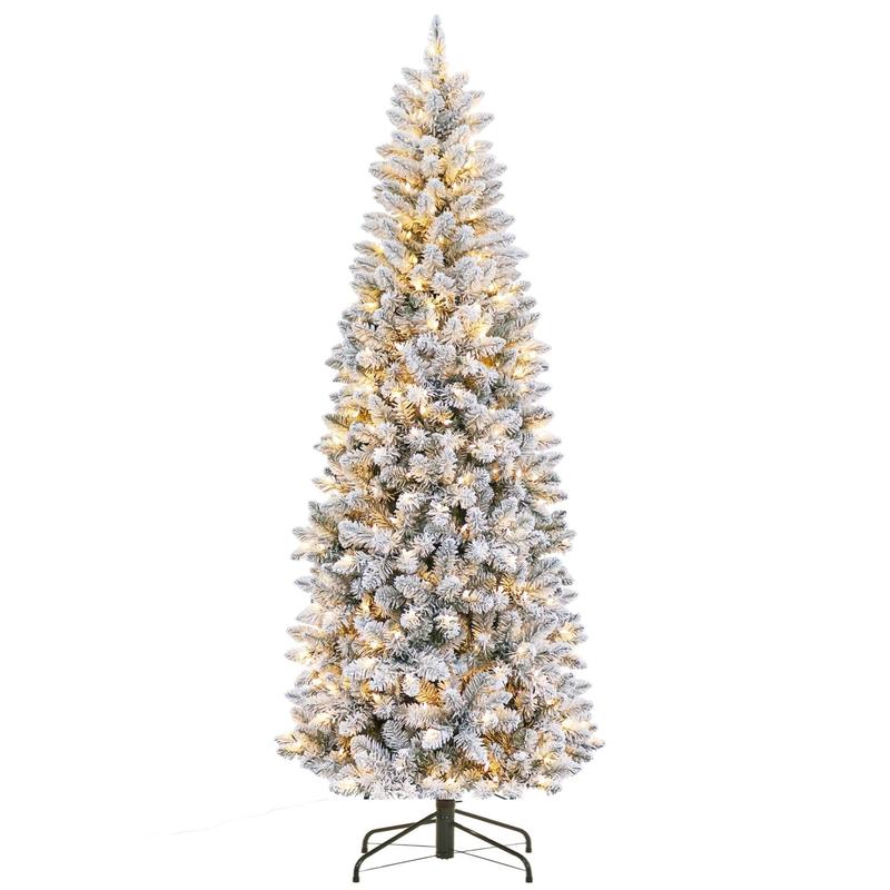 Pre-Lit Snow Flocked Pencil Christmas Tree