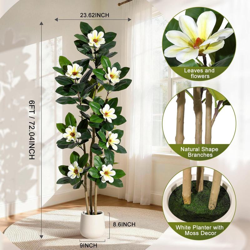 72in Minimalist Faux Rubber Tree - Faux Plant with Real-Touch Leaves