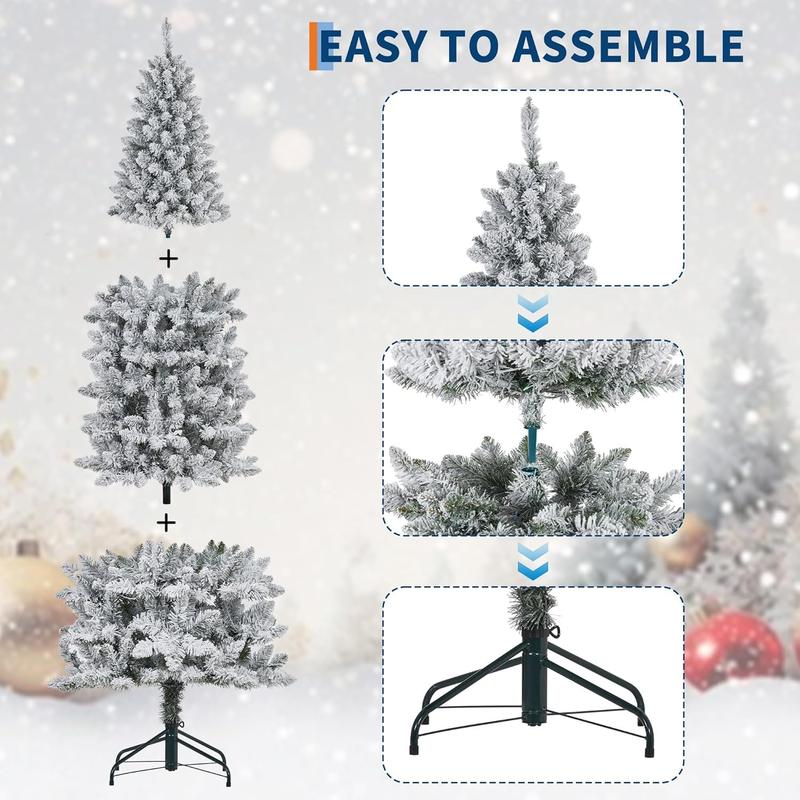 Pre-Lit Snow Flocked Pencil Christmas Tree