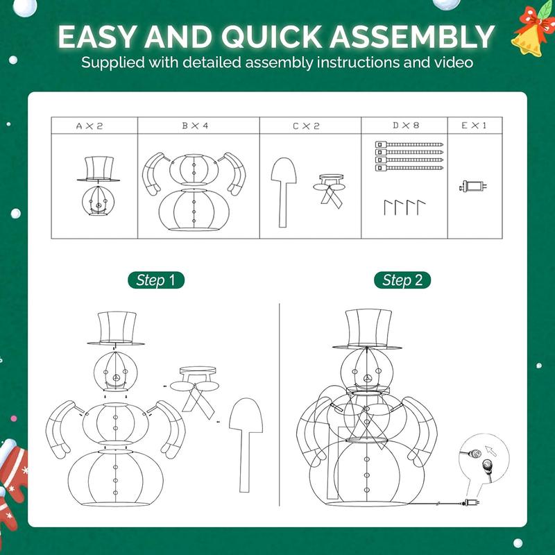 3ft Pre-Lit LED Snowman Decoration